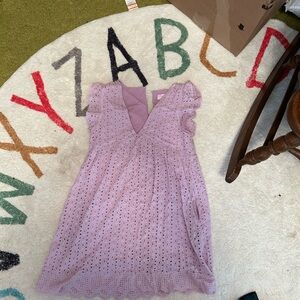 Purple pink lily romper dress